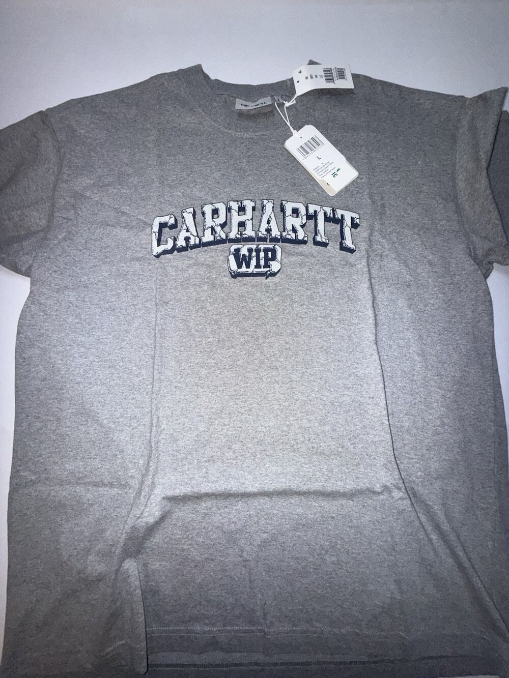 Carhartt WIP Heavy Duty T Shirt Mens Large Grey Heather Logo Graphic NWT